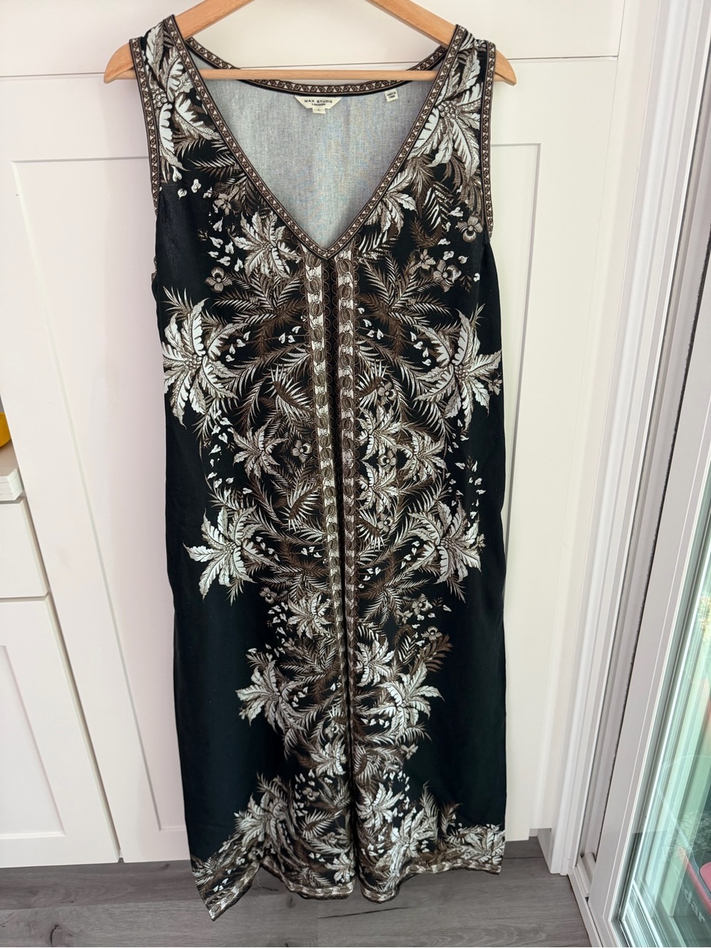 Max Studio Black Maxi Dress with Botanical pattern